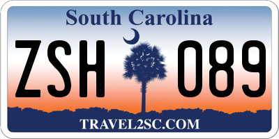 SC license plate ZSH089