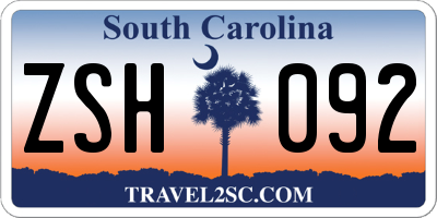 SC license plate ZSH092