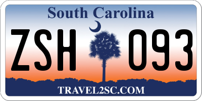 SC license plate ZSH093