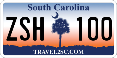 SC license plate ZSH100