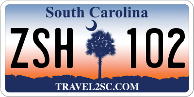 SC license plate ZSH102