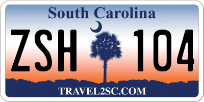 SC license plate ZSH104