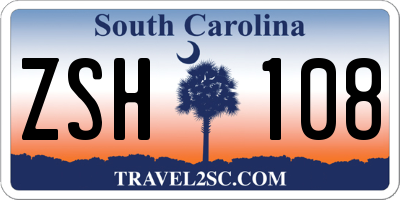 SC license plate ZSH108