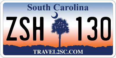 SC license plate ZSH130
