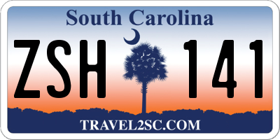 SC license plate ZSH141