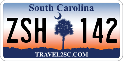 SC license plate ZSH142