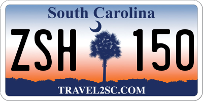 SC license plate ZSH150