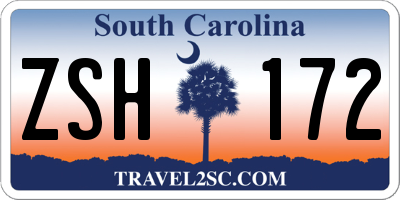 SC license plate ZSH172