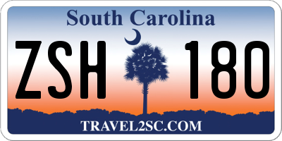 SC license plate ZSH180