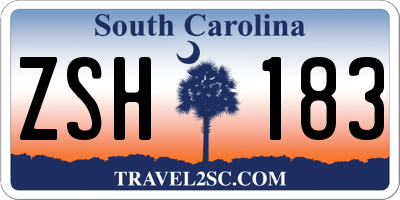 SC license plate ZSH183