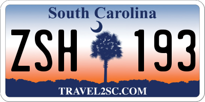 SC license plate ZSH193