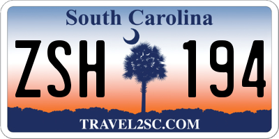 SC license plate ZSH194