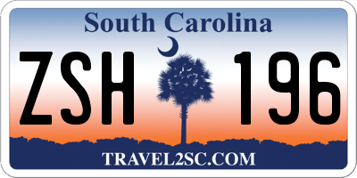 SC license plate ZSH196