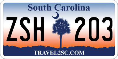 SC license plate ZSH203