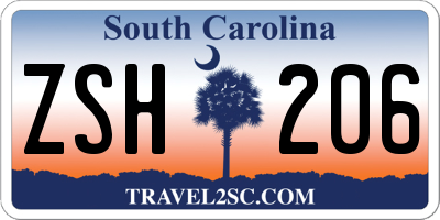 SC license plate ZSH206