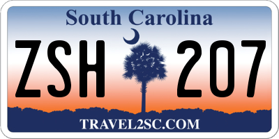 SC license plate ZSH207