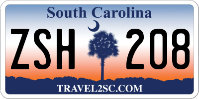 SC license plate ZSH208
