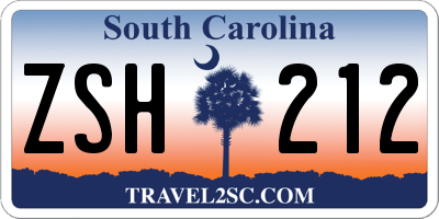 SC license plate ZSH212