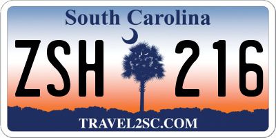 SC license plate ZSH216