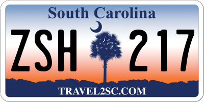 SC license plate ZSH217