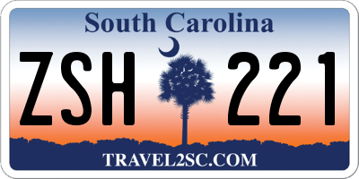 SC license plate ZSH221