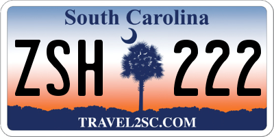 SC license plate ZSH222