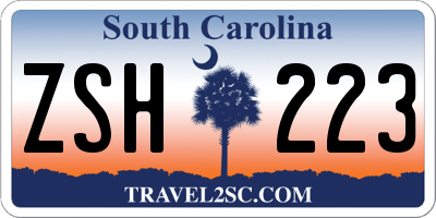SC license plate ZSH223