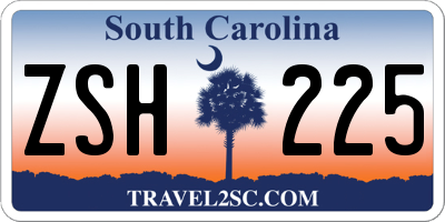 SC license plate ZSH225