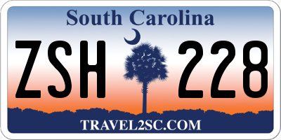 SC license plate ZSH228