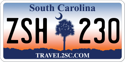 SC license plate ZSH230