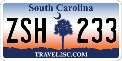 SC license plate ZSH233