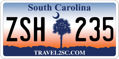 SC license plate ZSH235