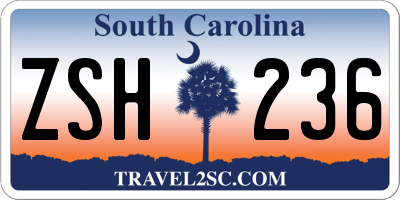 SC license plate ZSH236