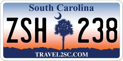 SC license plate ZSH238