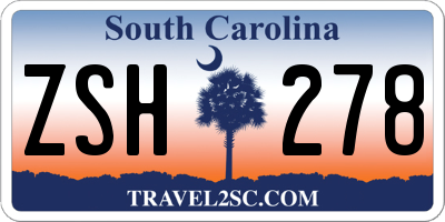 SC license plate ZSH278