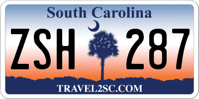 SC license plate ZSH287