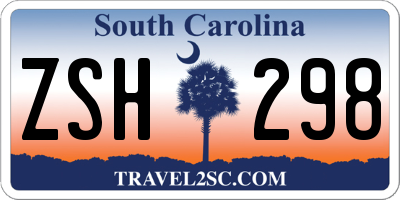 SC license plate ZSH298