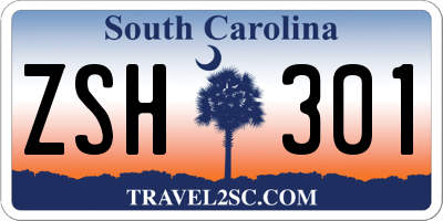 SC license plate ZSH301