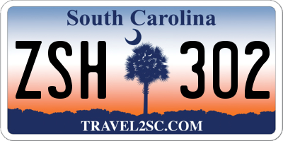 SC license plate ZSH302