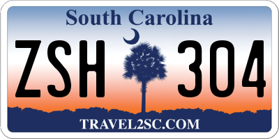 SC license plate ZSH304