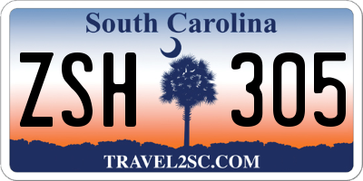 SC license plate ZSH305