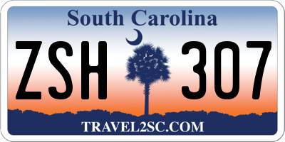 SC license plate ZSH307