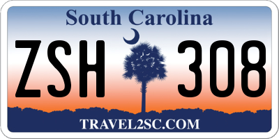 SC license plate ZSH308