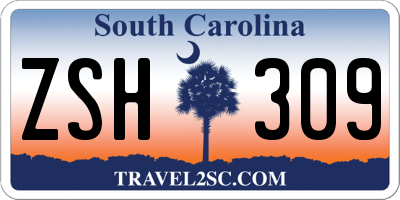 SC license plate ZSH309