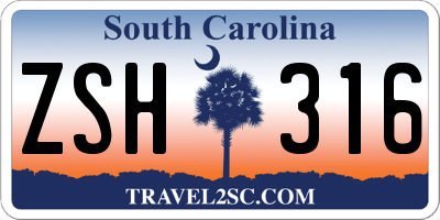 SC license plate ZSH316