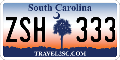 SC license plate ZSH333