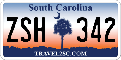 SC license plate ZSH342