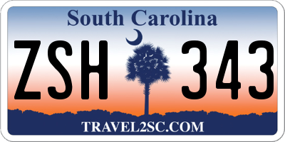 SC license plate ZSH343