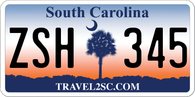 SC license plate ZSH345