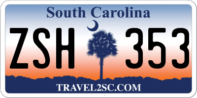 SC license plate ZSH353